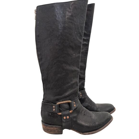 Freebird by Steven PHNIX Harness Riding Boots Black Leather 7 Cowboy Western - Picture 1 of 15
